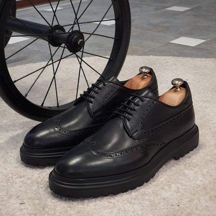 Logan Sardinelli | Men’s Calfskin Black Shoes – Lace-Up Dress Shoes with EVA Sole
