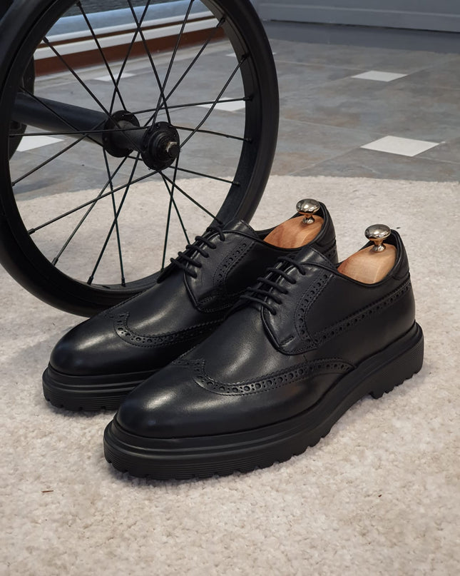 Logan Sardinelli | Men’s Calfskin Black Shoes – Lace-Up Dress Shoes with EVA Sole