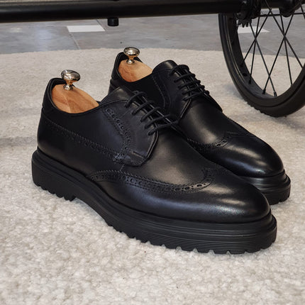 Logan Sardinelli | Men’s Calfskin Black Shoes – Lace-Up Dress Shoes with EVA Sole