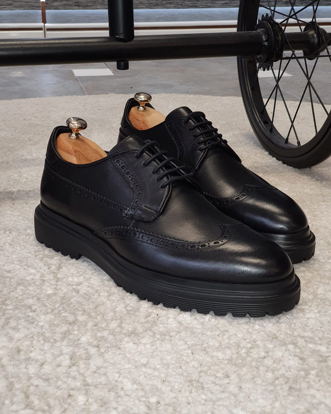Logan Sardinelli | Men’s Calfskin Black Shoes – Lace-Up Dress Shoes with EVA Sole