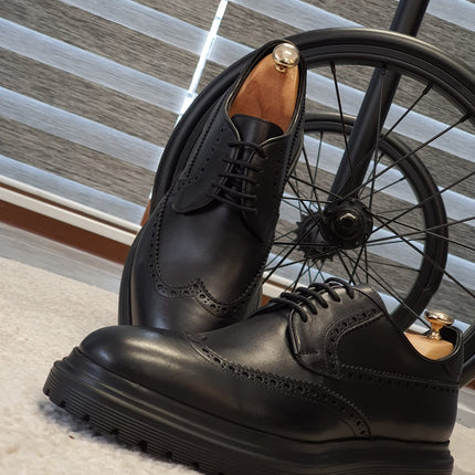 Logan Sardinelli | Men’s Calfskin Black Shoes – Lace-Up Dress Shoes with EVA Sole