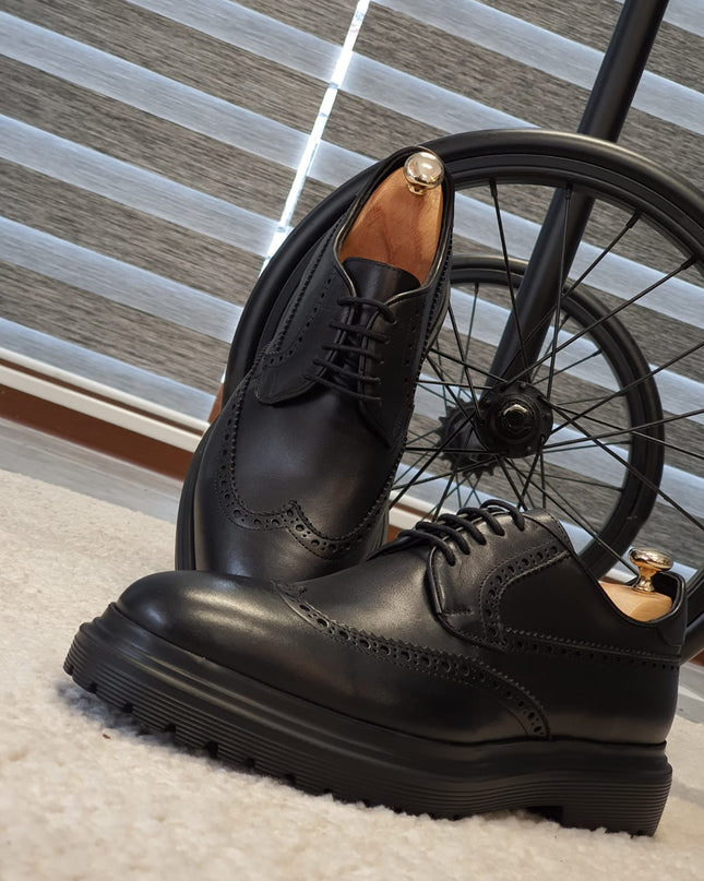 Logan Sardinelli | Men’s Calfskin Black Shoes – Lace-Up Dress Shoes with EVA Sole