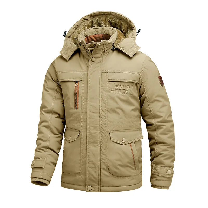 Men’s Tactical Winter Jacket – Waterproof Insulated Coat with Removable Hood