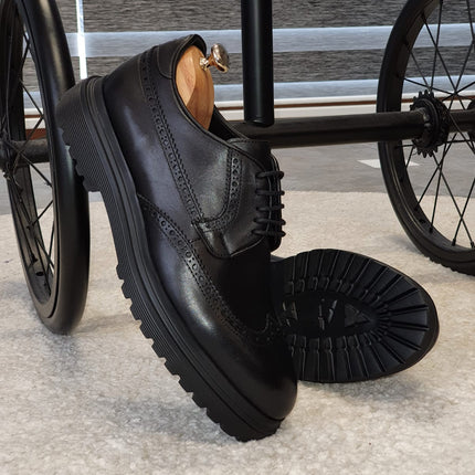 Logan Sardinelli | Men’s Calfskin Black Shoes – Lace-Up Dress Shoes with EVA Sole