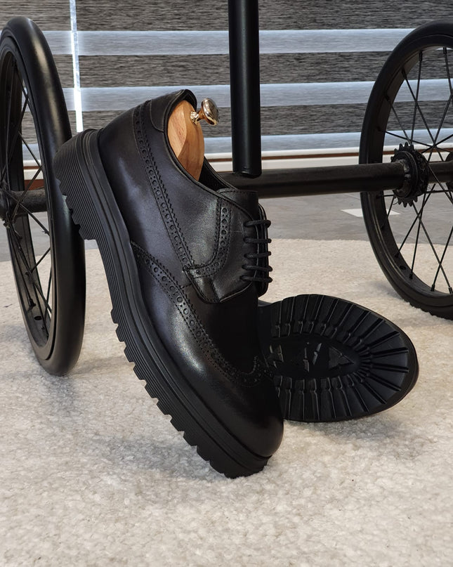 Logan Sardinelli | Men’s Calfskin Black Shoes – Lace-Up Dress Shoes with EVA Sole