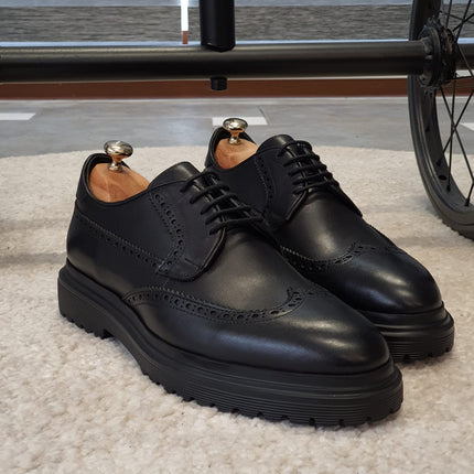Logan Sardinelli | Men’s Calfskin Black Shoes – Lace-Up Dress Shoes with EVA Sole
