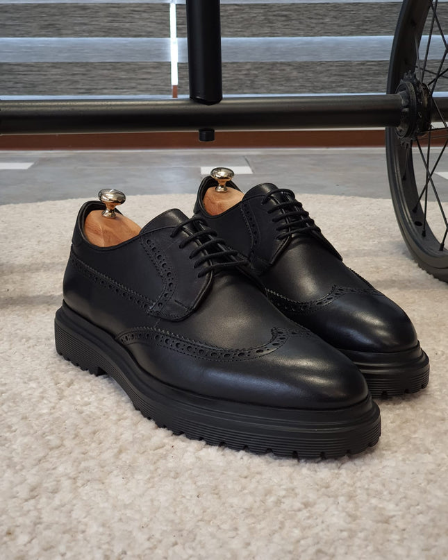 Logan Sardinelli | Men’s Calfskin Black Shoes – Lace-Up Dress Shoes with EVA Sole