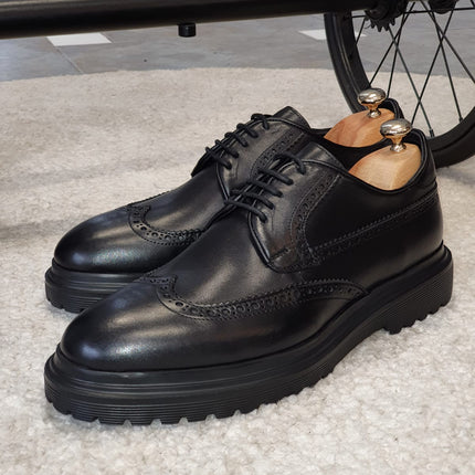 Logan Sardinelli | Men’s Calfskin Black Shoes – Lace-Up Dress Shoes with EVA Sole