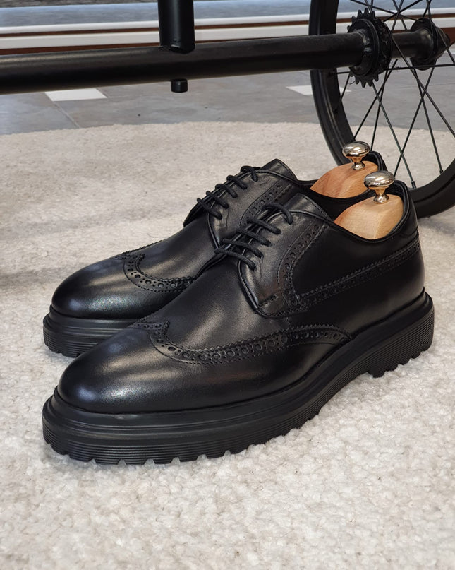 Logan Sardinelli | Men’s Calfskin Black Shoes – Lace-Up Dress Shoes with EVA Sole