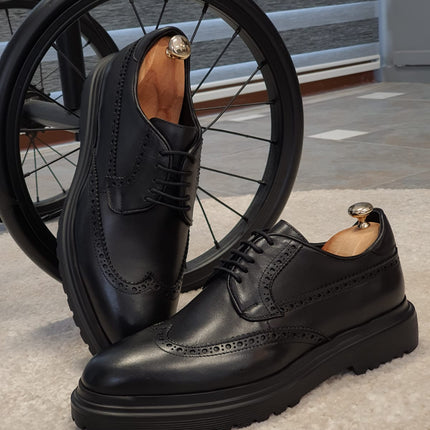 Logan Sardinelli | Men’s Calfskin Black Shoes – Lace-Up Dress Shoes with EVA Sole