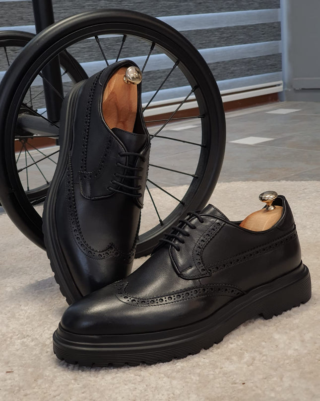 Logan Sardinelli | Men’s Calfskin Black Shoes – Lace-Up Dress Shoes with EVA Sole