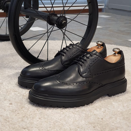 Logan Sardinelli | Men’s Calfskin Black Shoes – Lace-Up Dress Shoes with EVA Sole