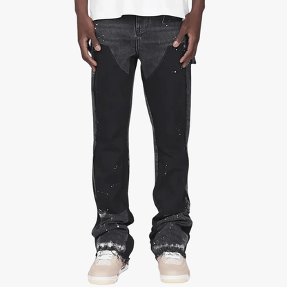 Men’s Streetstyle Jeans – Paint-Splatter Effect, Relaxed Fit Denim