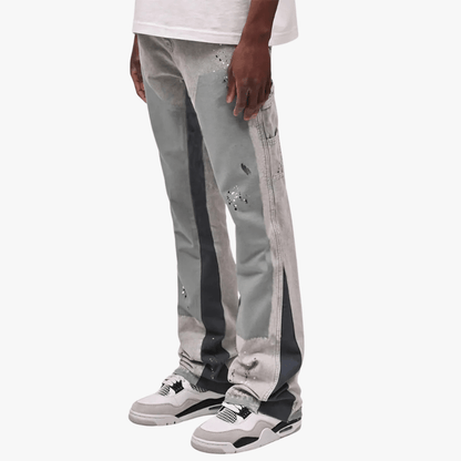 Men’s Streetstyle Jeans – Paint-Splatter Effect, Relaxed Fit Denim