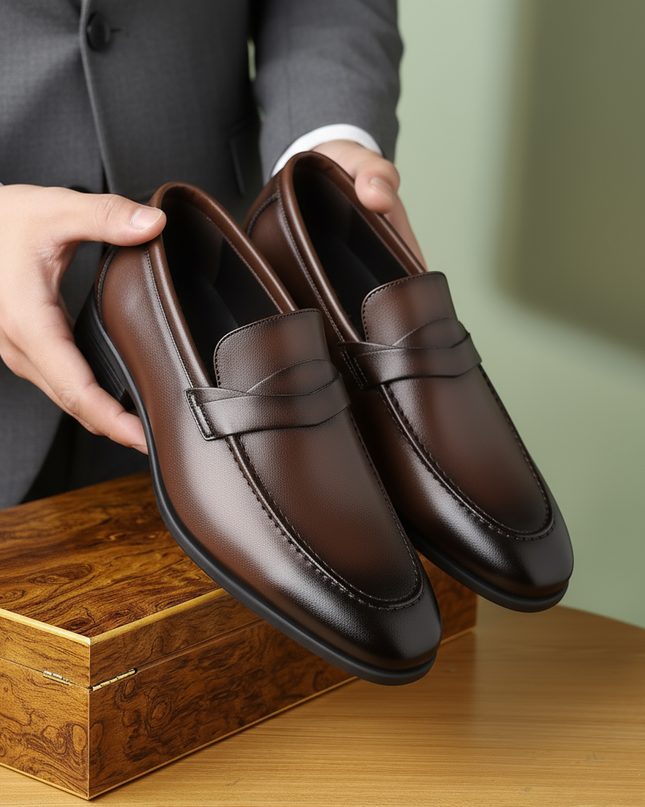 Men Dress Loafers - Stylish Slip-On Dress Shoes Casual Attire | Rubber Sole Shoes