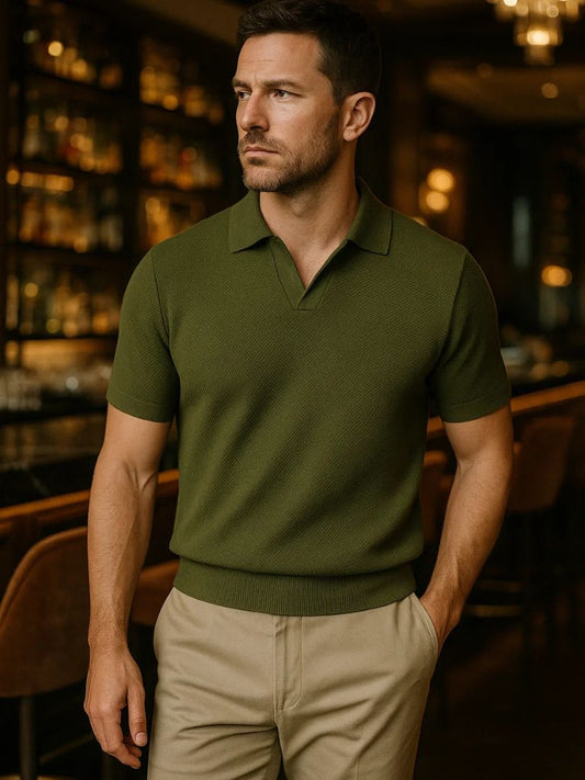 Old Money Cotton Polo Shirt – Classic Short-Sleeve Knit Polo for Timeless Style