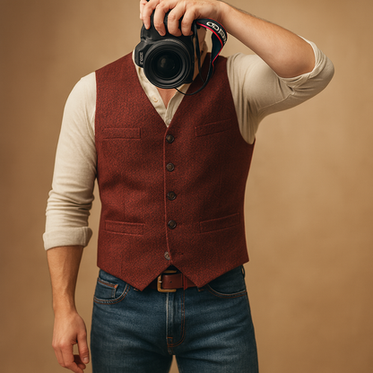 Ruben Men’s Tailored Vest – Classic Button Gilet | Timeless Formal Elegance
