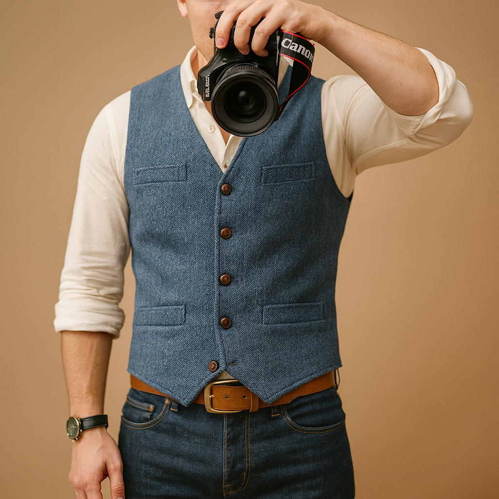 Ruben Men’s Tailored Vest – Classic Button Gilet | Timeless Formal Elegance